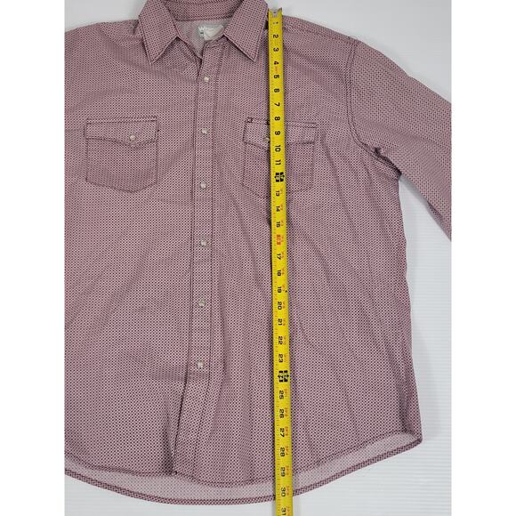 Wrangler Mens Large Wrancher Western‎ Red Dot Circle All Over Pattern Pearl Snap - Picture 7 of 8